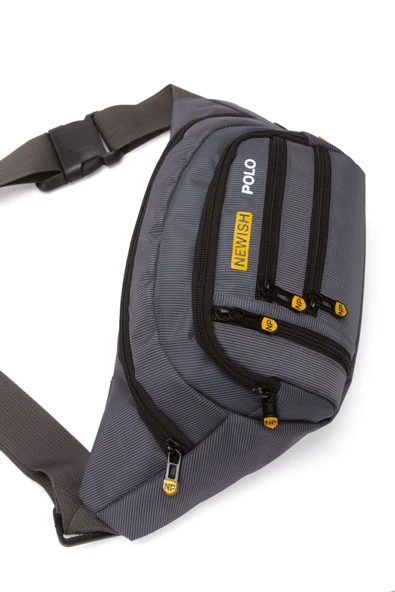 Erkek Bel Çanta Çapraz Çok Cepli Su Geçirmez Kumaş Göğüs Çapraz Kulaklık Çıkışlı Çanta - 5