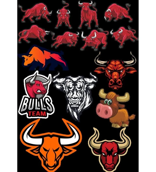 Boğa Sticker Set-1 15 Parça Telefon, Tablet, Defter, Laptop Sticker