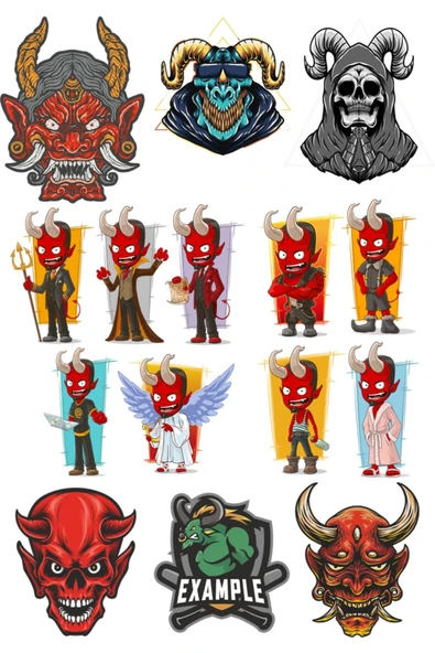 Şeytan Sitcker Set-2 12 Parça Telefon, Tablet, Defter, Laptop Sticker ürün görseli 1