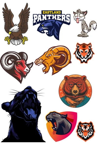 Agresif Hayvanlar Sticker Set-3 10 Parça Telefon, Tablet, Defter, Laptop Sticker ürün görseli 1