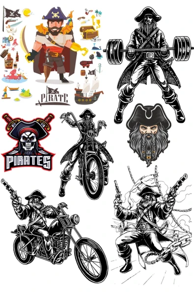 Korsan Sticker Set-1 9 Parça Telefon, Tablet, Defter, Laptop Sticker ürün görseli 1