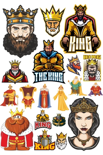 Kral Sticker Set-1 17 Parça Telefon, Tablet, Defter, Laptop Sticker ürün görseli 1