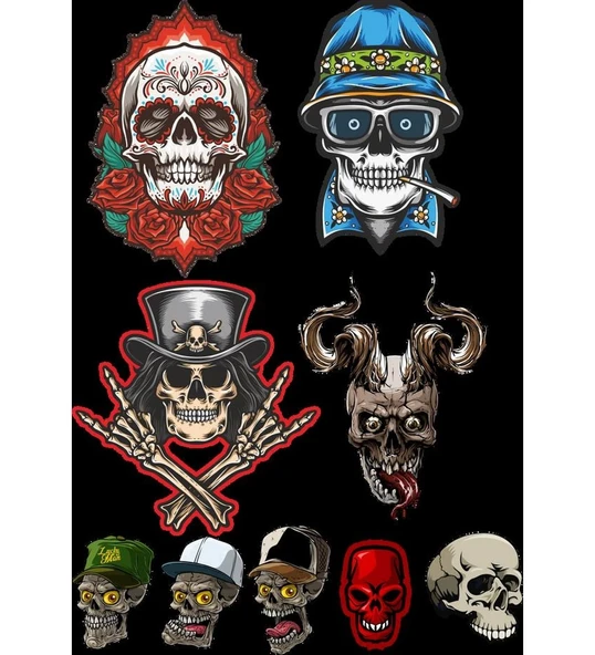 İskelet Sticker Set-4 9 Parça Telefon, Tablet, Defter, Laptop Sticker ürün görseli 1