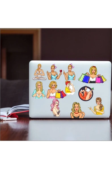 Plaj Kızı Stikcer Set-1 11 Parça Telefon, Tablet, Defter, Laptop Sticker ürün görseli 1