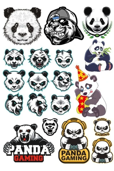 Panda Sticker Set -2 15 Parça Telefon, Tablet, Defter, Laptop Sticker ürün görseli 1
