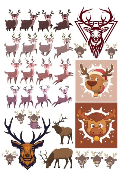 Geyik Sticker Set-1 25 Parça Telefon, Tablet, Defter, Laptop Sticker ürün görseli 1