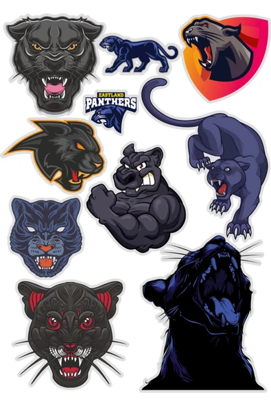 Panter Sticker Set -1 9 Parça Telefon, Tablet, Defter, Laptop Sticker