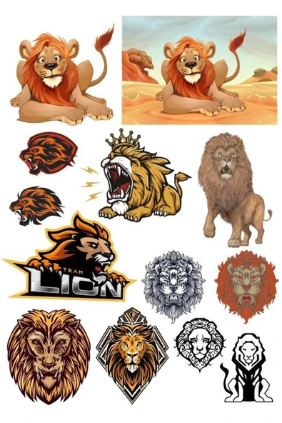 Aslan Sticker Set-1 13 Parça Telefon, Tablet, Defter, Laptop Sticker ürün görseli 1
