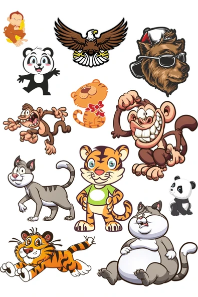 Sevimi Hayvanlar Sticker Set -1 14 Parça Telefon, Tablet, Defter, Laptop Sticker ürün görseli 1