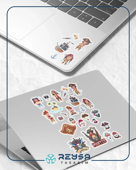 Korsanlar Sticker Set 15 Parça Telefon, Tablet, Defter, Laptop Sticker - Resim 3