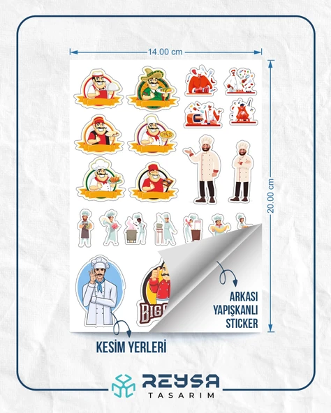 Aşçı Chef Sticker Set-1 15 Parça Telefon, Tablet, Defter, Laptop Sticker - Resim 2