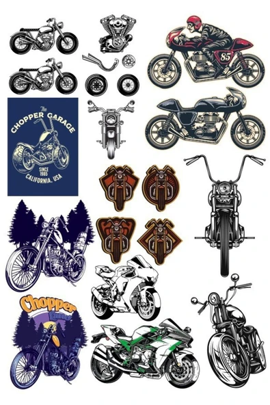 Motor Sticker Set-2 15 Parça Telefon, Tablet, Defter, Laptop Sticker ürün görseli 1