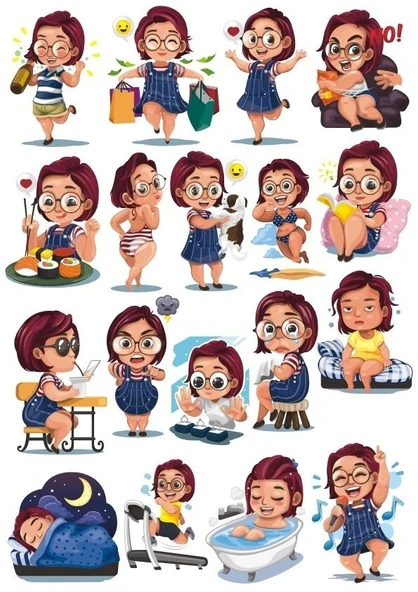 Kadın Stciker Set-4 15 Parça Telefon, Tablet, Defter, Laptop Sticker ürün görseli 1