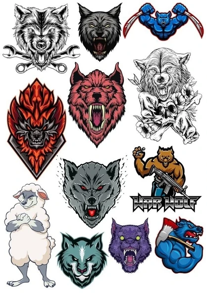 Kurt Wolf Sticker Set-3 13 Parça Telefon, Tablet, Defter, Laptop Sticker ürün görseli 1