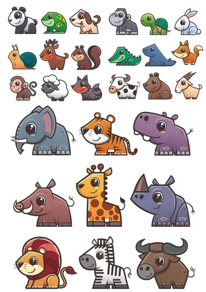 Sevimli Hayvanlar Sticker Set-2 27 Parça Telefon, Tablet, Defter, Laptop Sticker ürün görseli 1