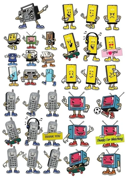 Konuşan Aletler Sticker Set 32 Parça Telefon, Tablet, Defter, Laptop Sticker ürün görseli 1