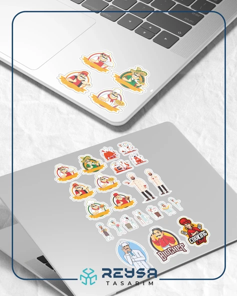Aşçı Chef Sticker Set-1 15 Parça Telefon, Tablet, Defter, Laptop Sticker - Resim 3