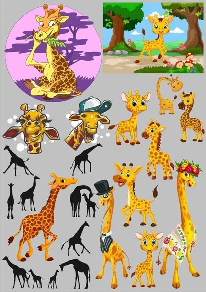 Zürafa Sticker Set 20 Parça Telefon, Tablet, Defter, Laptop Sticker ürün görseli 1