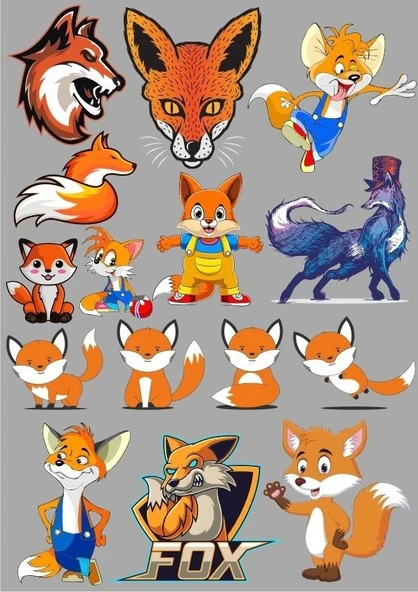 Tilki Sticker Set-3 15 Parça Telefon, Tablet, Defter, Laptop Sticker ürün görseli 1