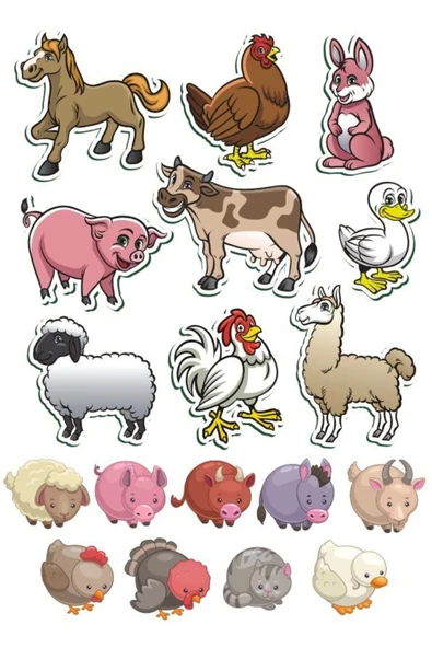Hayvanlar Sticker Set-1 13 Parça Telefon, Tablet, Defter, Laptop Sticker ürün görseli 1