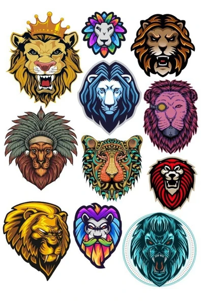 Aslan Sticker Set-2 11 Parça Telefon, Tablet, Defter, Laptop Sticker ürün görseli 1