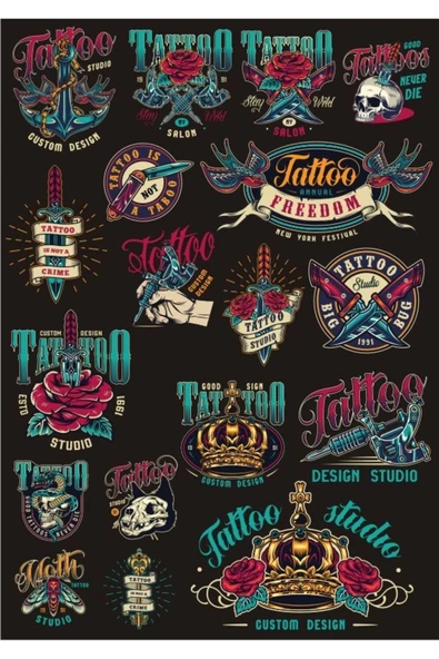 Tatto Temalı Sticker Set 10 Parça Telefon, Tablet, Defter, Laptop Sticker ürün görseli 1
