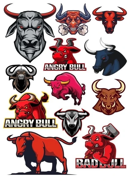 Boğa Sticker Set-9 16 Parça Telefon, Tablet, Defter, Laptop Sticker ürün görseli 1