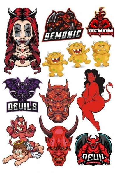 Devil Şeytan Sticker Set 13 Parça Telefon, Tablet, Defter, Laptop Sticker ürün görseli 1