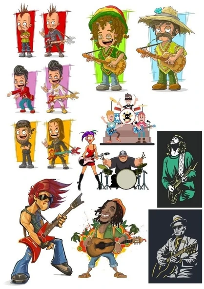 Müzisyen Sticker Set-1 12 Parça Telefon, Tablet, Defter, Laptop Sticker ürün görseli 1