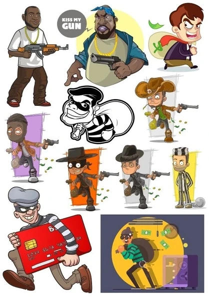 Hırsız Sticker Set-1 15 Parça Telefon, Tablet, Defter, Laptop Sticker ürün görseli 1