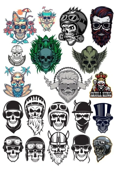 Kuru Kafa İskelet Sticker Set-7 15 Parça Telefon, Tablet, Defter, Laptop Sticker ürün görseli 1