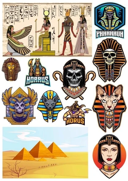 Mısır Temalı Sticker Set-3 13 Parça Telefon, Tablet, Defter, Laptop Sticker ürün görseli 1