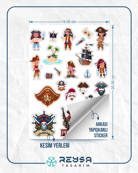 Korsanlar Sticker Set 15 Parça Telefon, Tablet, Defter, Laptop Sticker - Resim 2