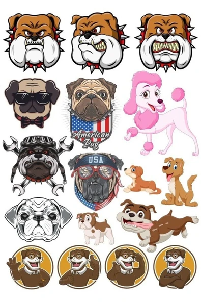 Köpek Sticker Set -9 12 Parça Telefon, Tablet, Defter, Laptop Sticker ürün görseli 1