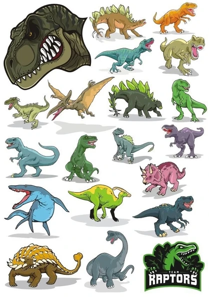 Dinazor Sticker Set-2 15 Parça Telefon, Tablet, Defter, Laptop Sticker