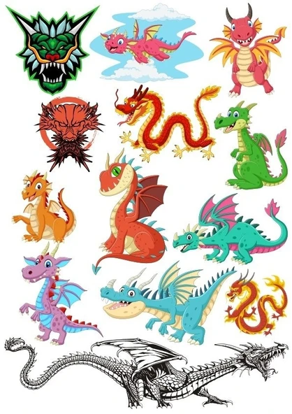 Ejderha Dragons Sticker Set 13 Parça Telefon, Tablet, Defter, Laptop Sticker ürün görseli 1