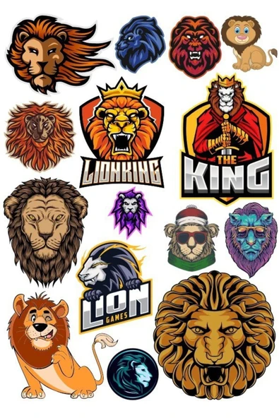 Aslan Kral Sticker Set 11 Parça Telefon, Tablet, Defter, Laptop Sticker ürün görseli 1