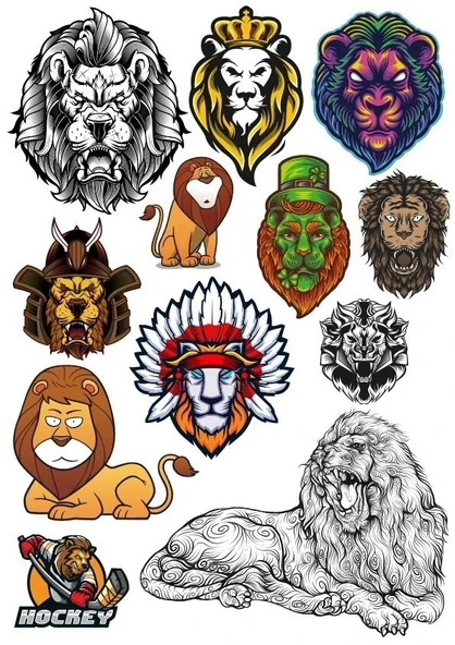 Aslan Sticker Set-6 12 Parça Telefon, Tablet, Defter, Laptop Sticker
