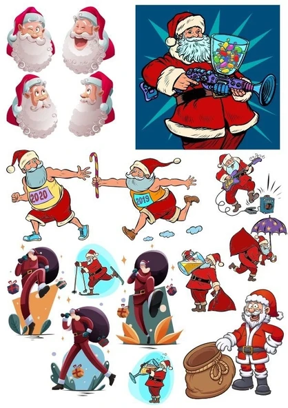 Noel Baba Santa Sticker Set 15 Parça Telefon, Tablet, Defter, Laptop Sticker ürün görseli 1