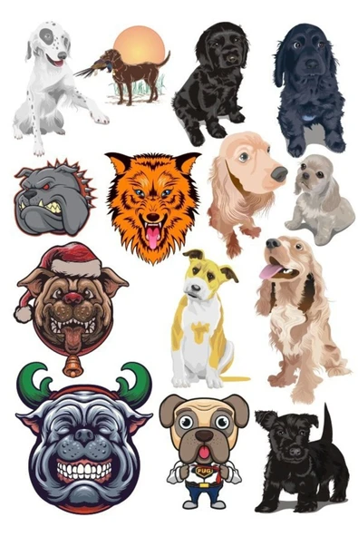 Köpek Sticker Set-3 13 Parça Telefon, Tablet, Defter, Laptop Sticker ürün görseli 1