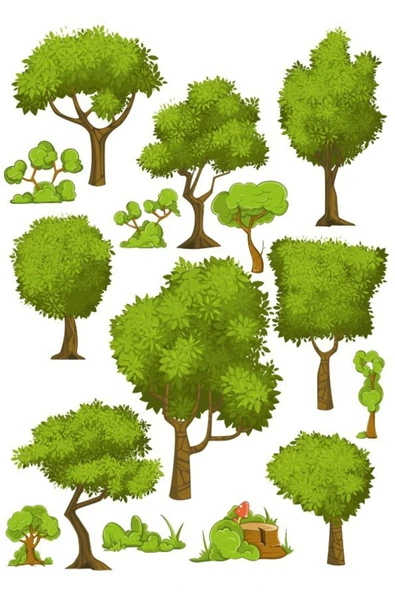 Ağaçlar sticker Set-1 15 Parça Telefon, Tablet, Defter, Laptop Sticker ürün görseli 1