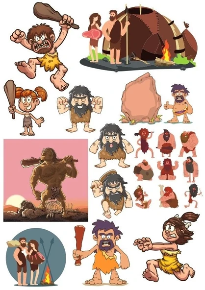 İlkel İnsanlar Sticker Set 25 Parça Telefon, Tablet, Defter, Laptop Sticker ürün görseli 1