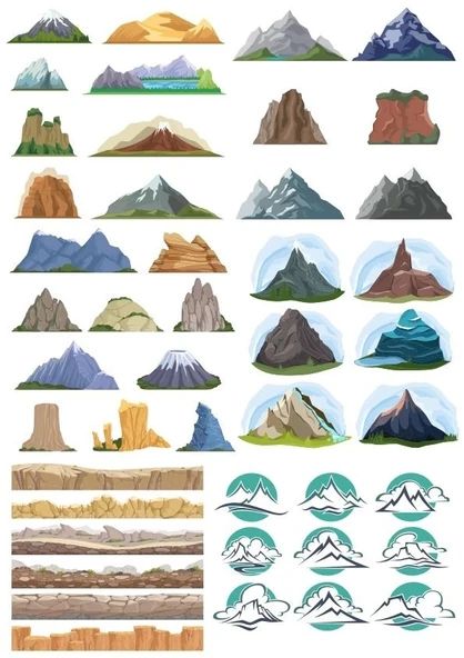 Dağ Sticker Set-1 19 Parça Telefon, Tablet, Defter, Laptop Sticker