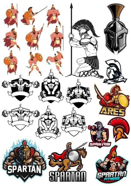 Spartan Savaşçı Sticker Set-2 15 Parça Telefon, Tablet, Defter, Laptop Sticker