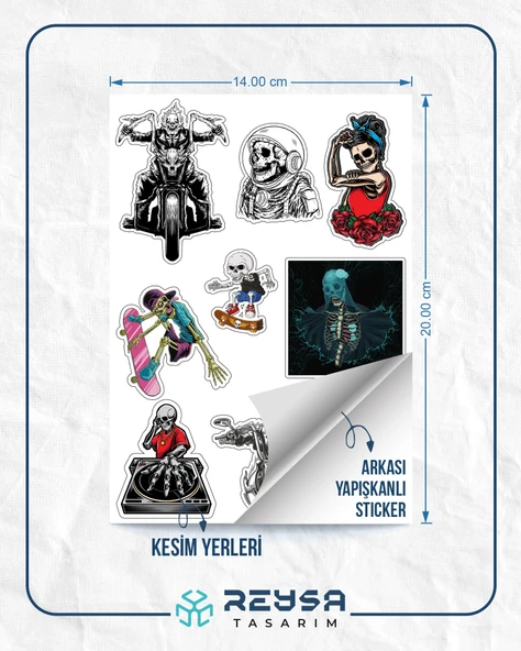 Kuru Kafa Motorcu Sticker 9 Parça Telefon, Tablet, Defter, Laptop Sticker - Resim 2