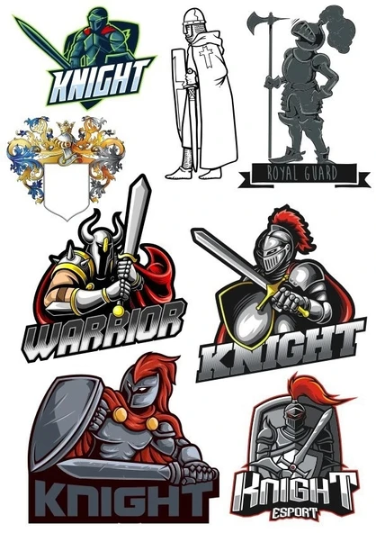 Knight Şövalye Sticker Set-1 8 Parça Telefon, Tablet, Defter, Laptop Sticker ürün görseli 1