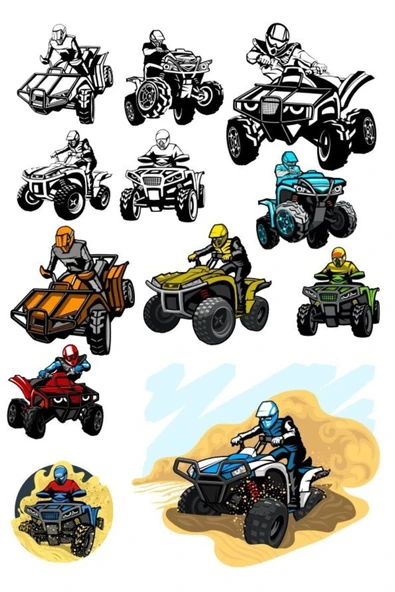 Atv Safarı Sticer Set 13 Parça Telefon, Tablet, Defter, Laptop Sticker ürün görseli 1