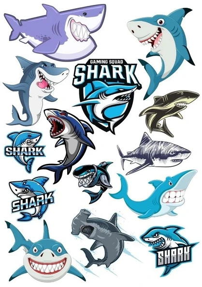 Köpek Balığı Sticker Set 20 Parça Telefon, Tablet, Defter, Laptop Sticker ürün görseli 1