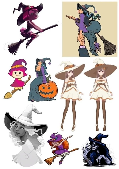 Cadı Sticker Set-5 13 Parça Telefon, Tablet, Defter, Laptop Sticker ürün görseli 1