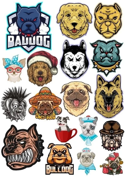 Köpekl Bulldog Sticker Set 13 Parça Telefon, Tablet, Defter, Laptop Sticker ürün görseli 1